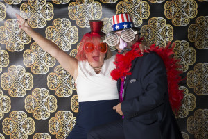 wedding photo booth - couple with funny hats and glasses